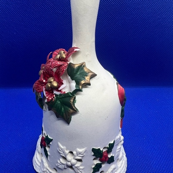 Holiday Bell with Red Poinsettias - Picture 3 of 11